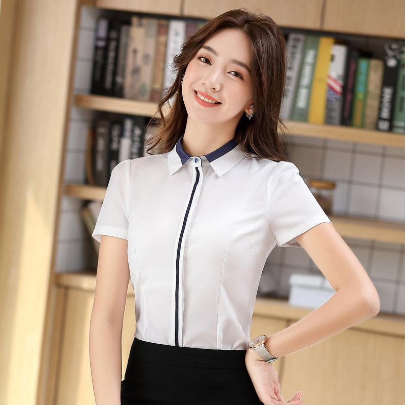 Mixed colors shirt short sleeve business suit for women