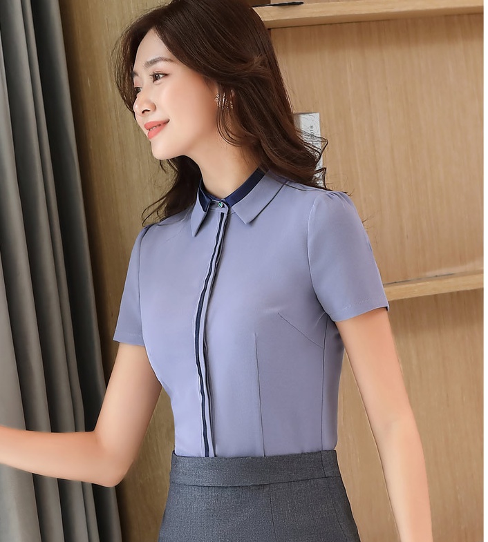 Mixed colors shirt short sleeve business suit for women