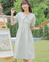 Embroidered national style long dress doll collar dress