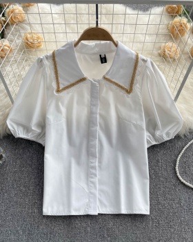 White temperament Casual shirt puff sleeve fashion tops for women