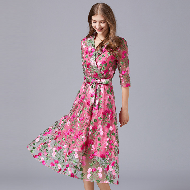 All-match long evening dress lady spring and autumn dress