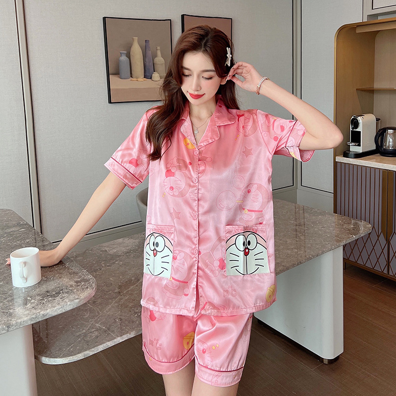 At home cozy cardigan double short pajamas a set for women