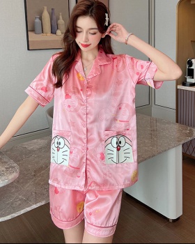At home cozy cardigan double short pajamas a set for women