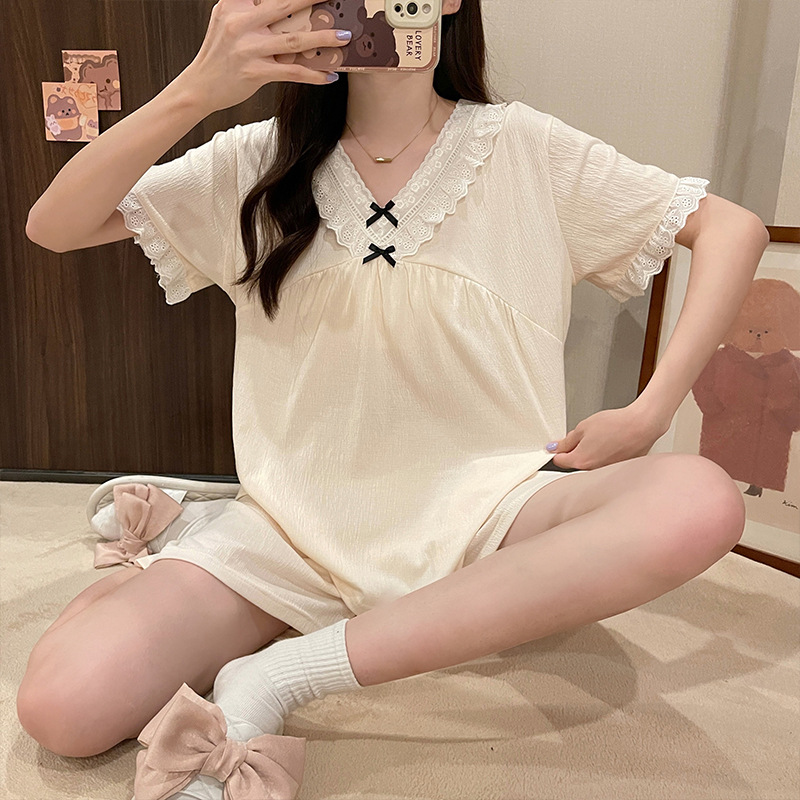 Simple tops Japanese style shorts 2pcs set for women