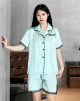 Simple ice silk fashion summer homewear pajamas 2pcs set for women