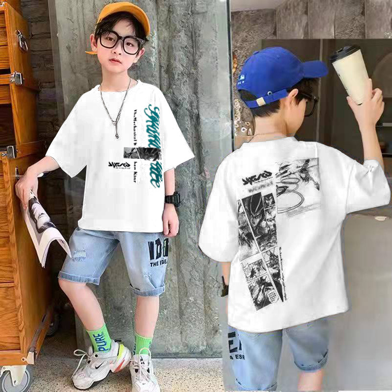 Summer child boy short sleeve Korean style tops a set