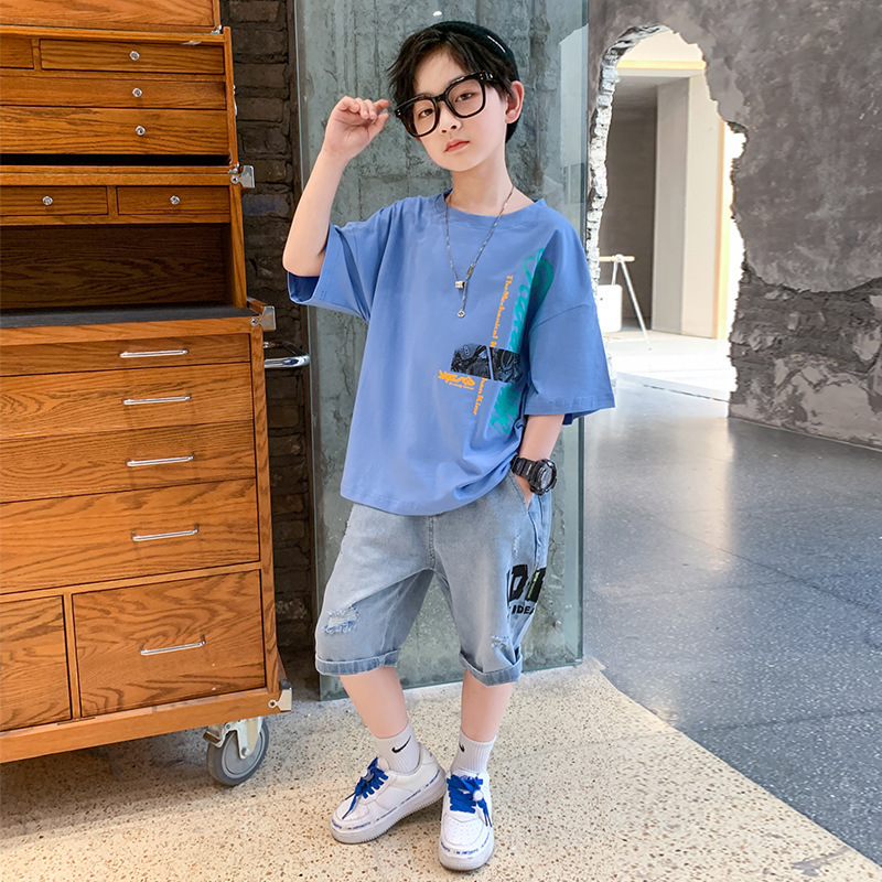 Summer child boy short sleeve Korean style tops a set