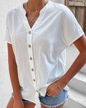 European style white summer Casual shirt for women