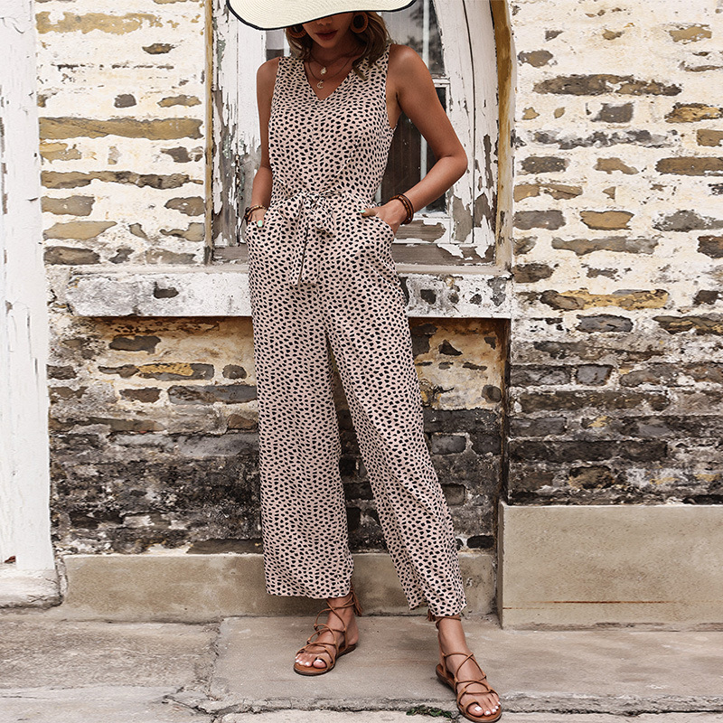 Fashion European style straight pants Casual jumpsuit