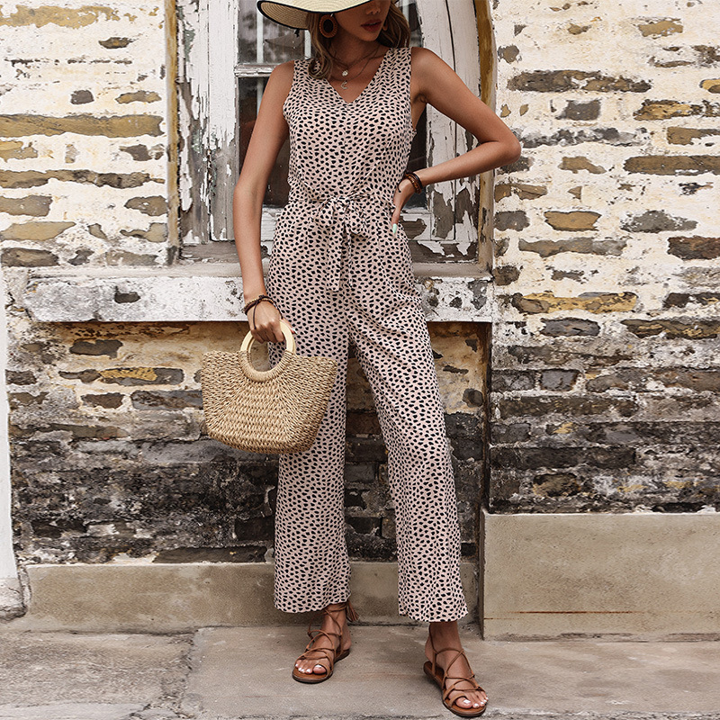Fashion European style straight pants Casual jumpsuit