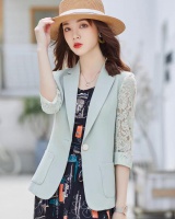 Lace short sleeve business suit short white coat for women