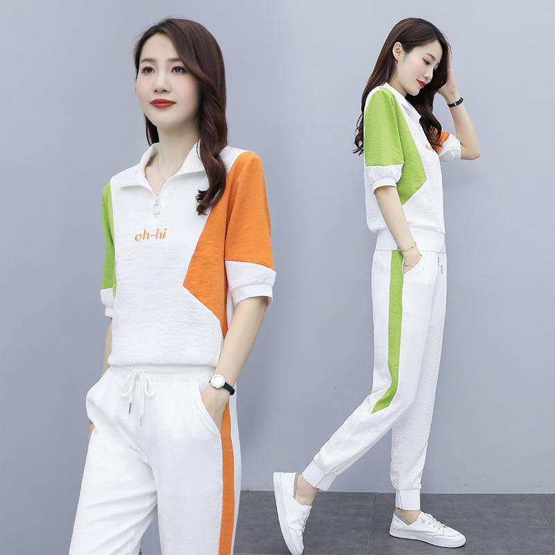 Summer Casual slim fashion pants 2pcs set for women