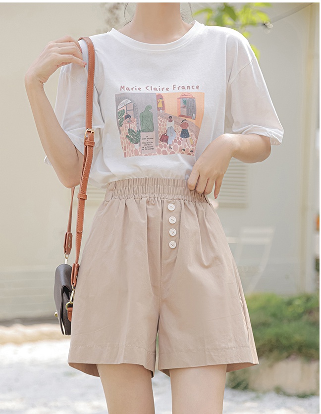 Slim elastic waist shorts