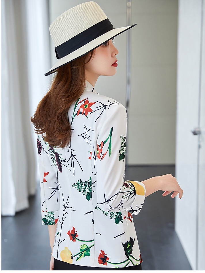 Spring printing business suit satin coat for women