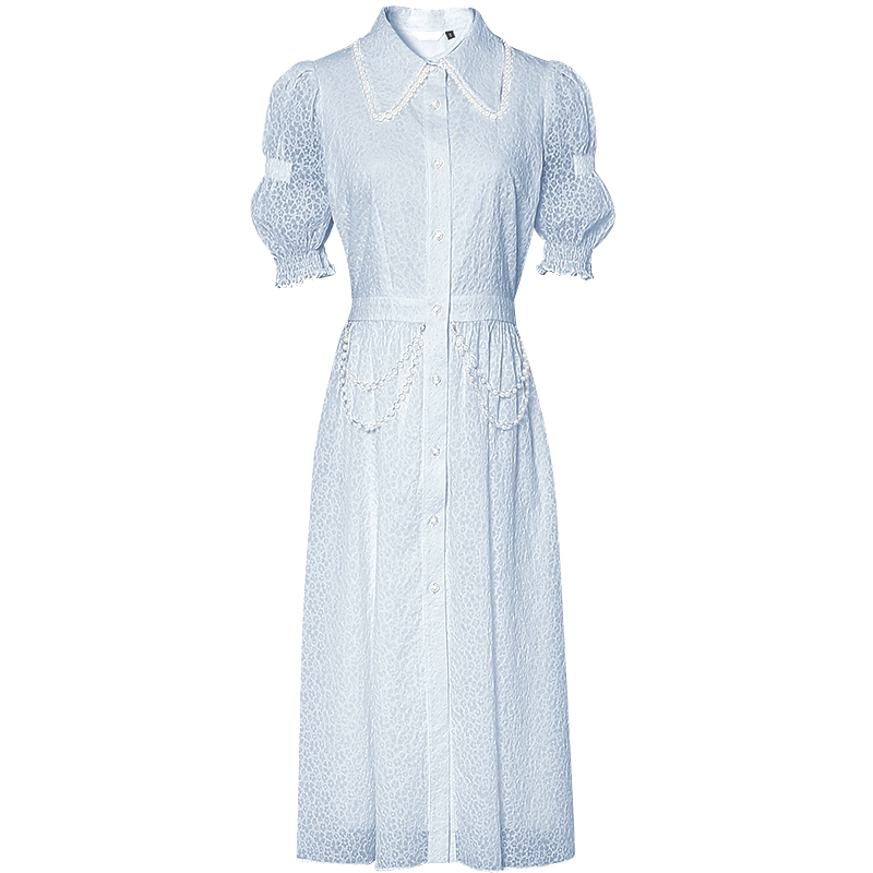 Temperament elegant shirt retro lantern sleeve dress
