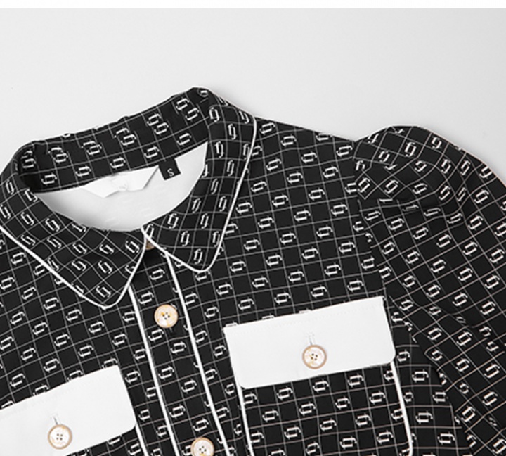 Black printing shirt fashion tops a set for women