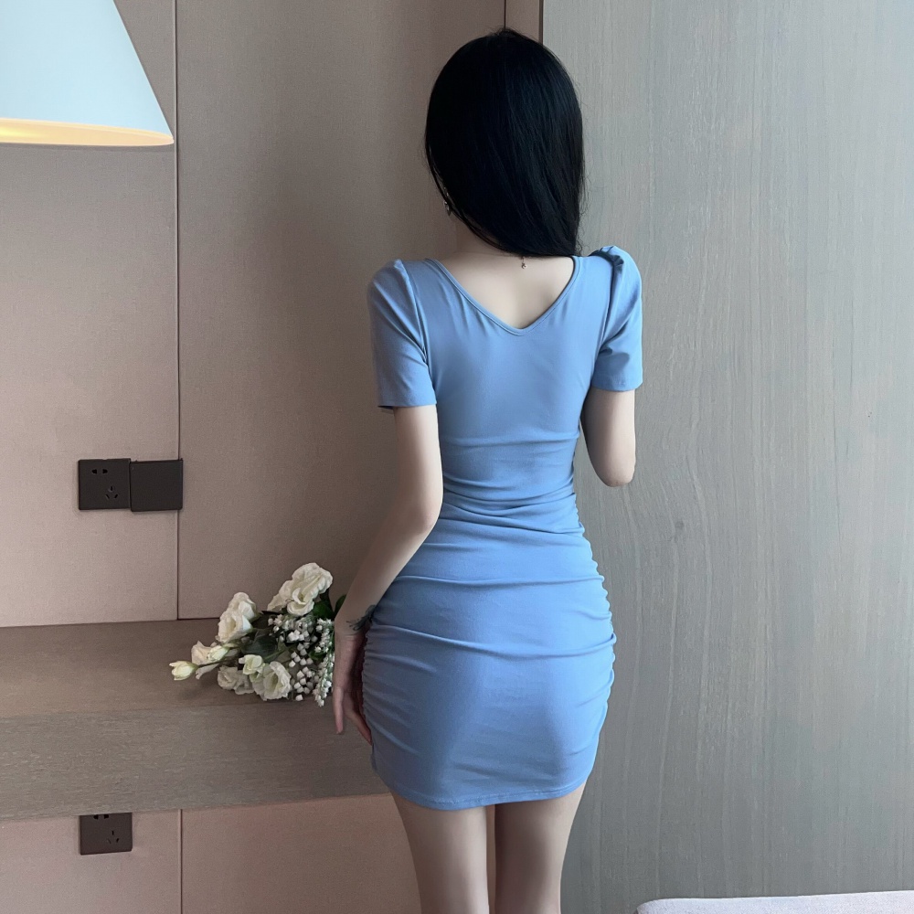 Bottoming package hip tight hollow halter sexy slim dress