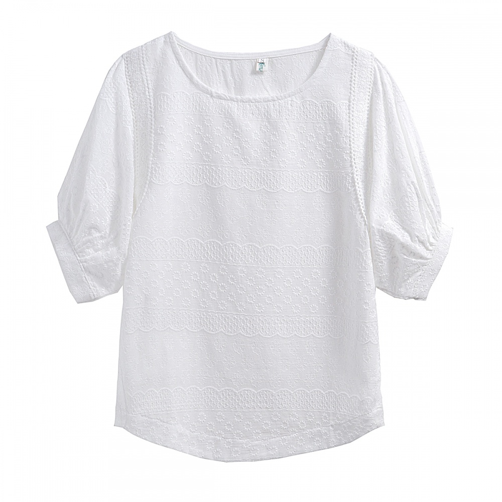 Puff sleeve thin tops summer sweet shirt for women