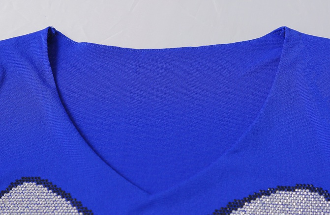 Slim V-neck tops summer rhinestone small shirt for women