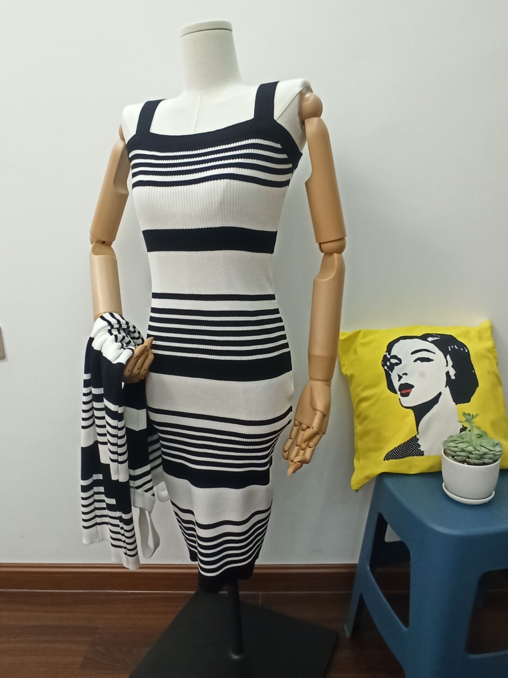Stripe hip Korean style slim dress sexy summer knitted vest
