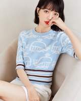 Fashion and elegant short sleeve sweater knitted tops for women