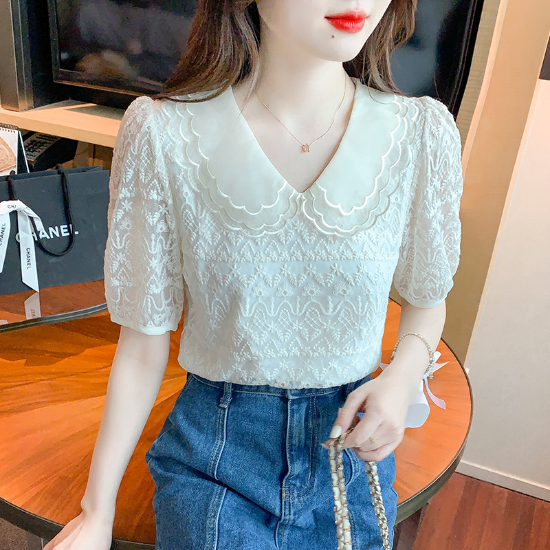 Lace doll collar shirts summer shirt for women