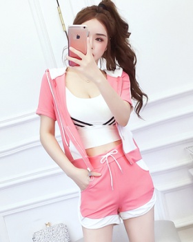 Fashion slim sports shorts Casual Western style tops a set