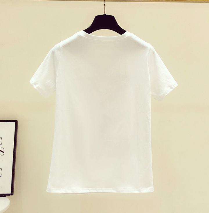 Printing slim T-shirt real silk all-match tops