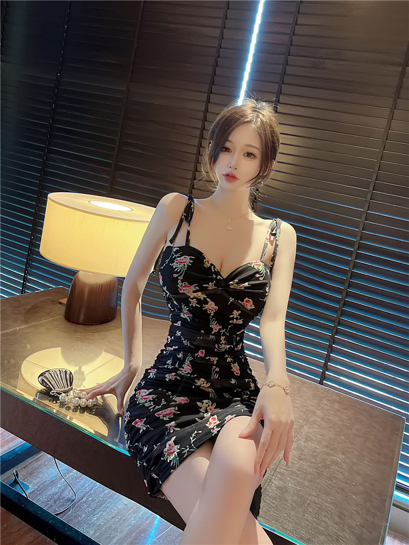 Slim fold floral spicegirl sexy dress