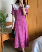 Korean style short sleeve long mixed colors floral dress