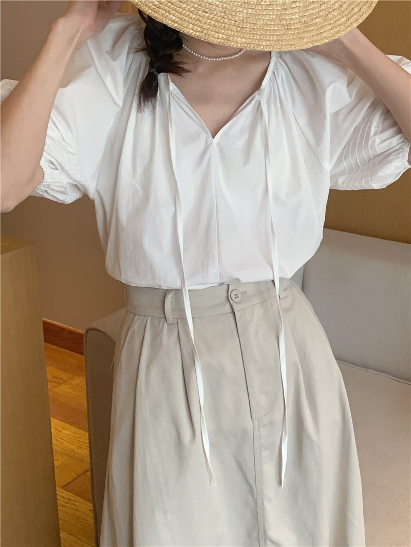 Short sleeve simple Korean style pure shirt