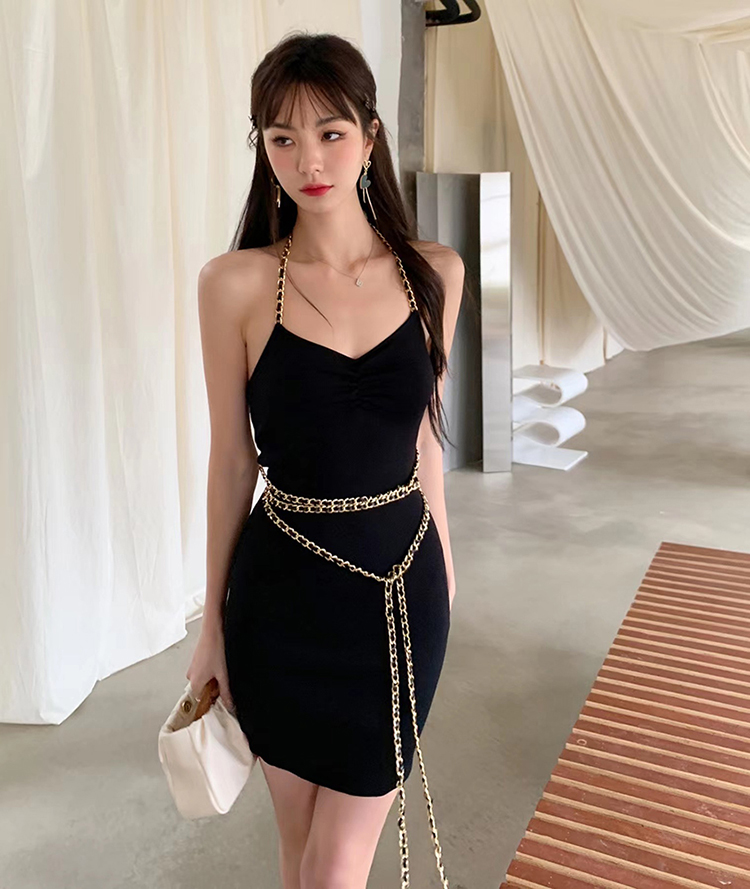 Halter spicegirl dress sexy knitted strap dress for women