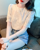 Puff sleeve summer retro shirt France style white tops