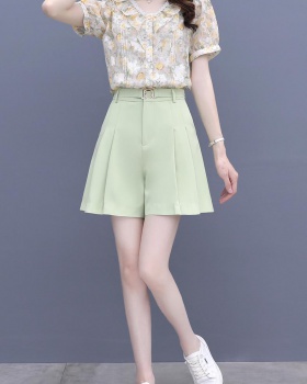 Floral summer pants Western style tops 2pcs set