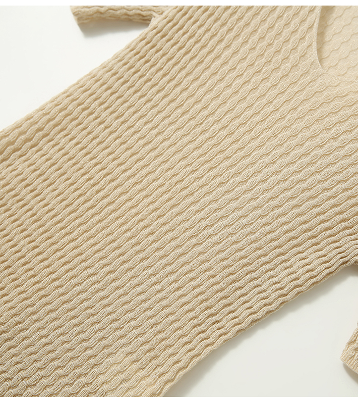 V-neck hollow short sleeve slim knitted small tops for women
