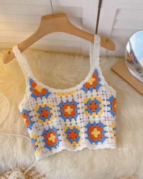 Knitted summer small sling hollow weave vest for women