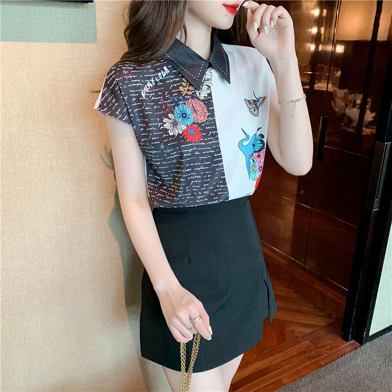 Western style tops floral shirt for women