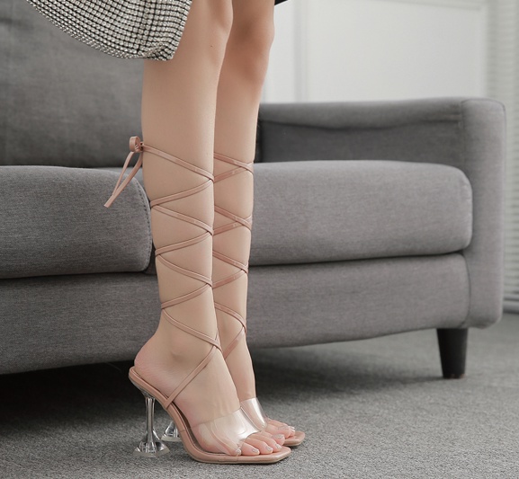 Glass high-heeled shoes transparent sandals