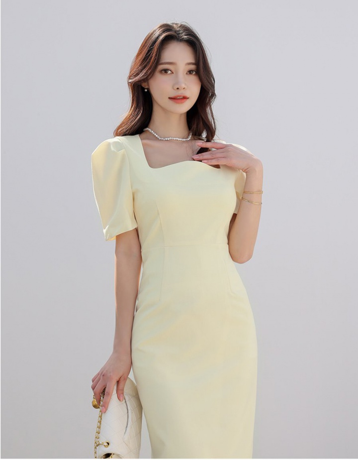 Korean style simple long dress slim summer dress