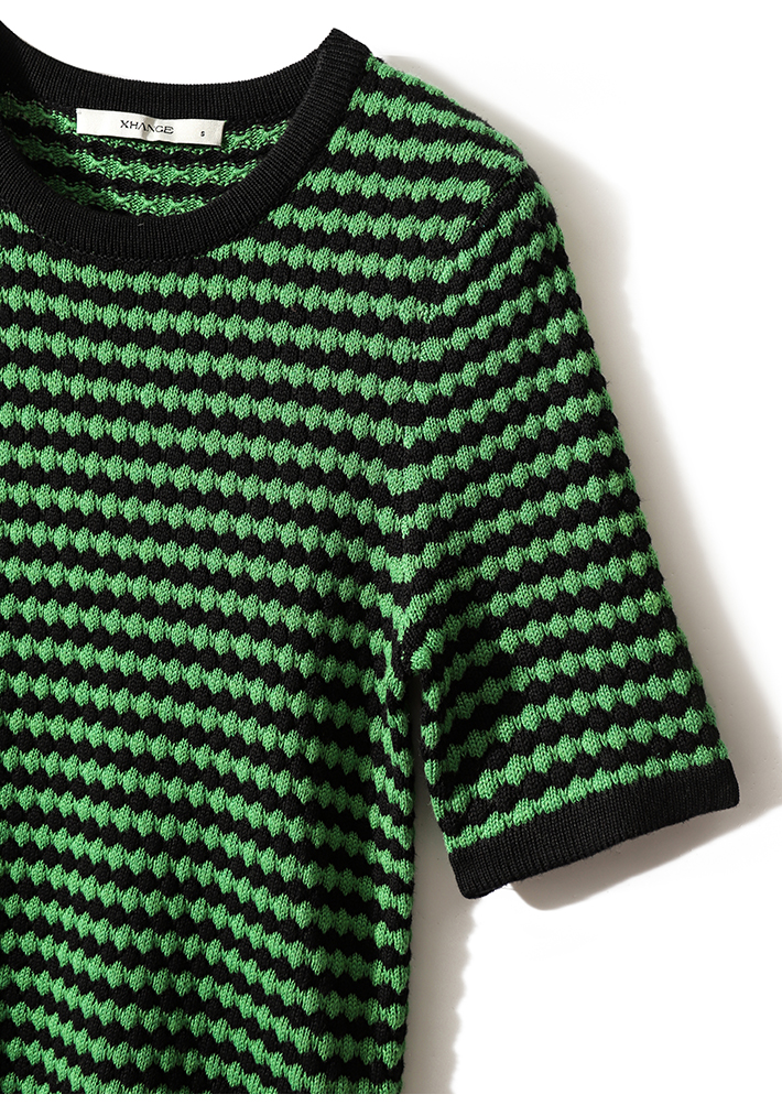 Green knitted high refinement summer T-shirt