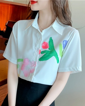 Student summer shirt chiffon floral tops for women
