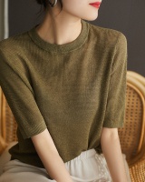 Concise weave flax knitted hollow pure tops