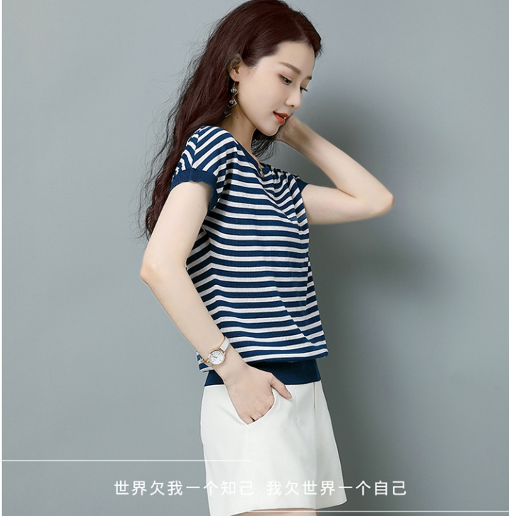 Loose stripe tops thin sweater for women