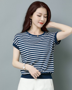 Loose stripe tops thin sweater for women