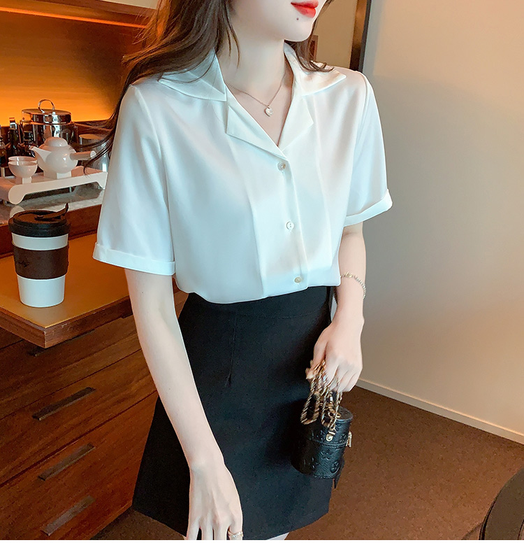 Satin loose shirt Japanese style white tops for women