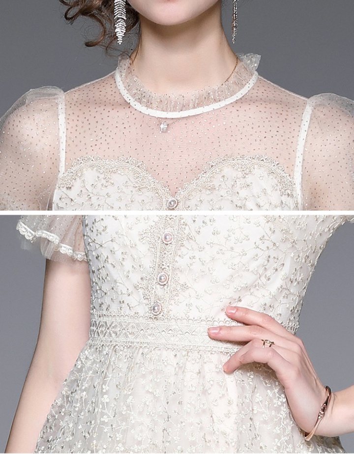 Gauze lace embroidery summer fashion and elegant dress