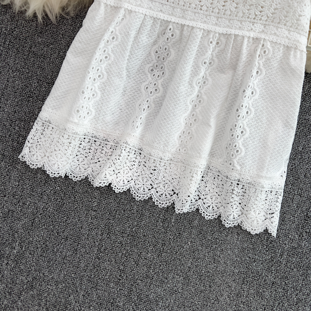Short summer lace shirt all-match crochet tops for women