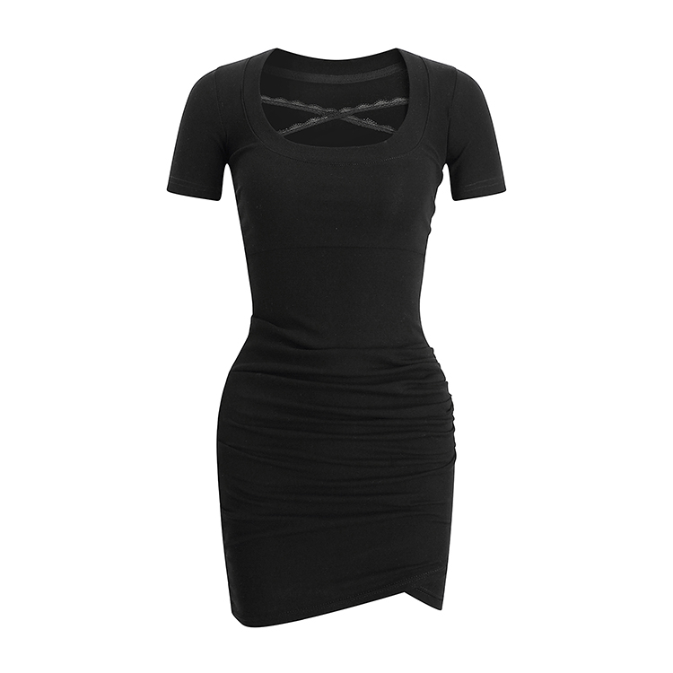 Fold chest cross tight lace summer dress for women
