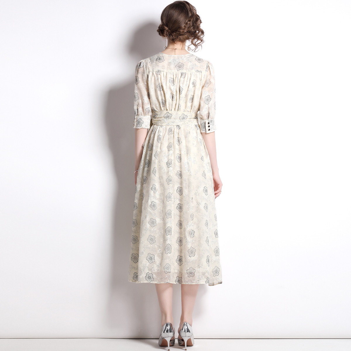 Retro embroidery slim summer jacquard dress for women