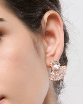 Exaggeration accessories fully-jewelled stud earrings
